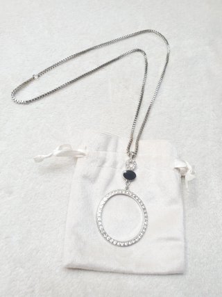 Collar plateado círculo circonitas