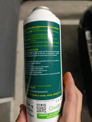 Bote gas isobutano, para carga aire acondicionado