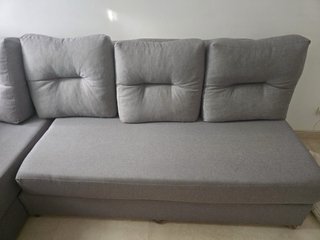 Sofá Esquinero Gris Tela