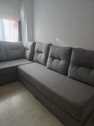 Sofá Esquinero Gris Tela