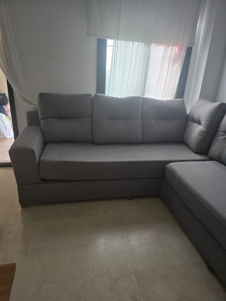 Sofá Esquinero Gris Tela