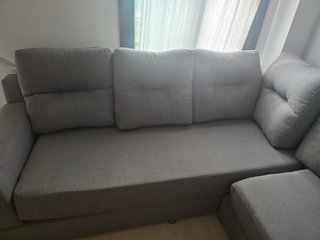 Sofá Esquinero Gris Tela