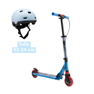 Pack Patinete Oxelo Scooter Niños MID 5 Azul + Casco Niños
