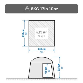 Carpa plegable habitáculo 6 personas UPF30 Arpenaz Base M