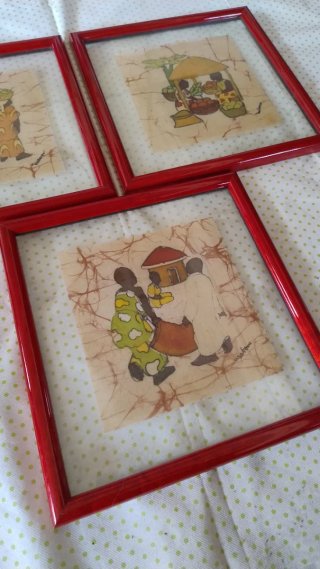 Quadro vintage Triptico Batik Africano