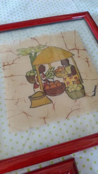 Quadro vintage Triptico Batik Africano