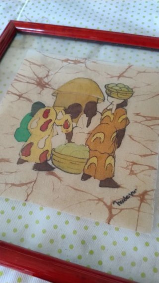 Quadro vintage Triptico Batik Africano