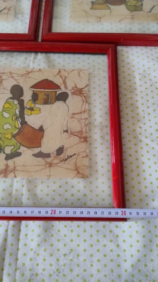 Quadro vintage Triptico Batik Africano
