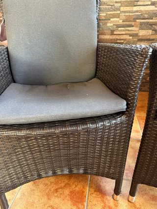 2 Sedie da Terrazza in Vimini con Cuscini Grigi