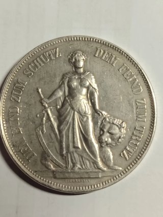 Moneda 5 francos suizos 1885