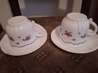 Juego 6 Tazas Café Porcelana Flores