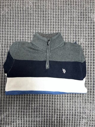 Polo Assn. Jersey Rayas Media Cremallera