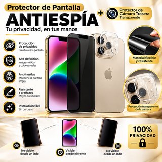 Funda Iphone + Protector Privacidad + Cámara