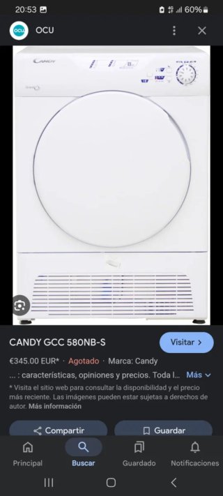 Secadora Candy 7kg condensacion