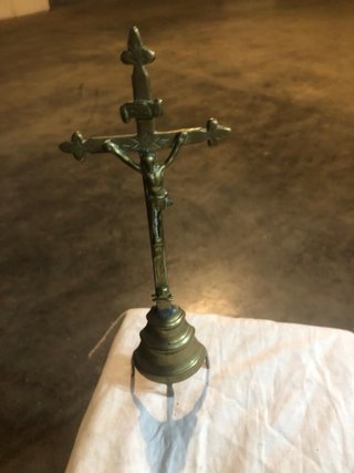 Crocefisso da tavolo in ottone