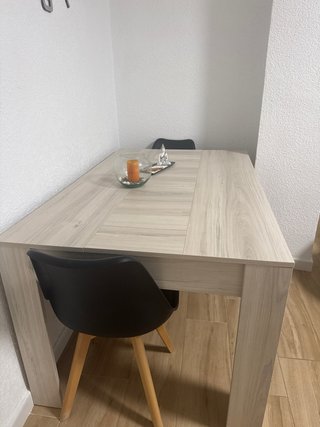 Mesa comedor madera y cristal
