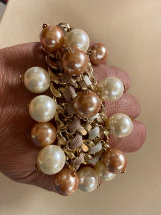 Bracciale donna catena perle oro bianco