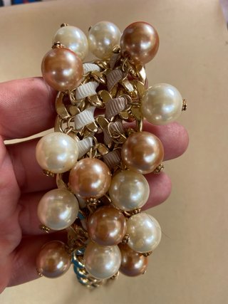 Bracciale donna catena perle oro bianco