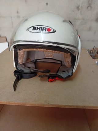 " CASCO  JET MOTO BLANCO CON PANTALLA "