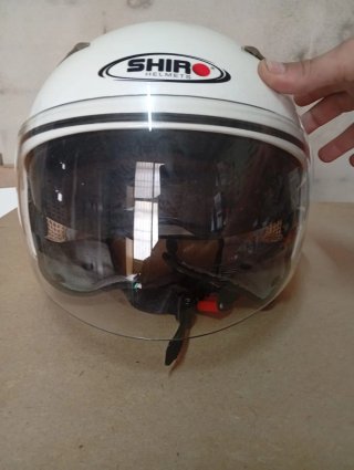 " CASCO  JET MOTO BLANCO CON PANTALLA "