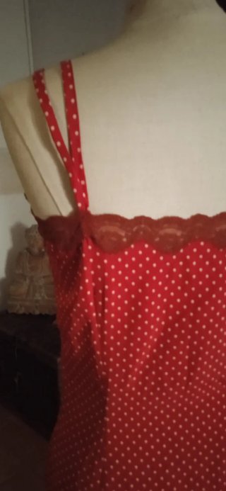 Vestido Lencero Corto Rojo Lunares 90s