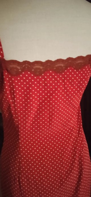 Vestido Lencero Corto Rojo Lunares 90s