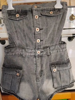 Tuta corta in denim Monique tg M
