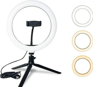 Aro de luz LED con trípode y soporte de móvil. PBP