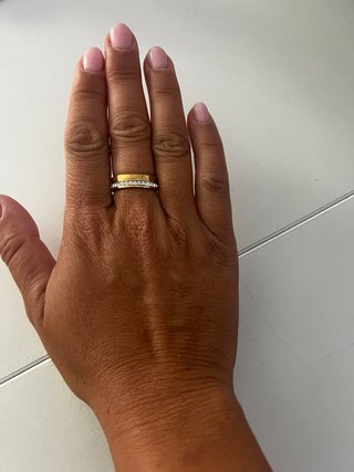 Anillo Baño Oro 18 Kts con Circonitas