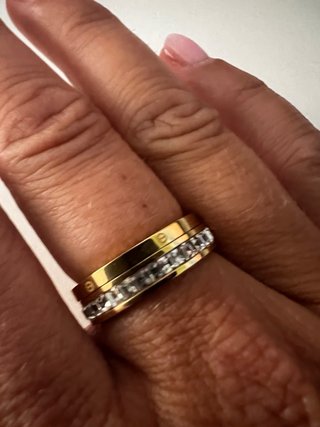 Anillo Baño Oro 18 Kts con Circonitas