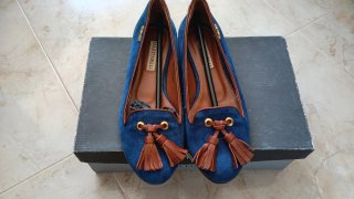 Mocasines Martinelli Azul Marino Cuero Talla 36