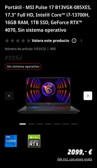 Portátil MSI Pulse 17
