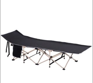 Cama Plegable Camping Negra y Beige