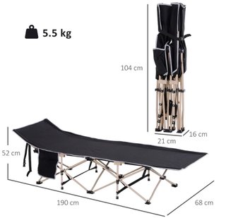 Cama Plegable Camping Negra y Beige