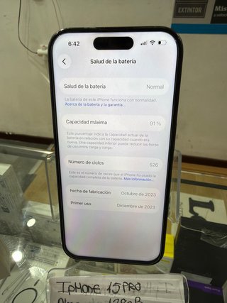 iPhone 15 Pro 128GB Negro batería 91%