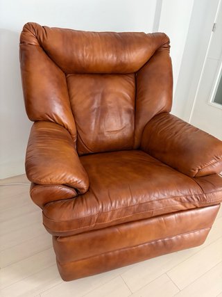 Pareja Sillones de piel marrón reclinable