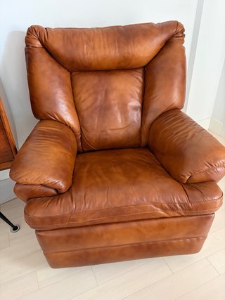 Pareja Sillones de piel marrón reclinable