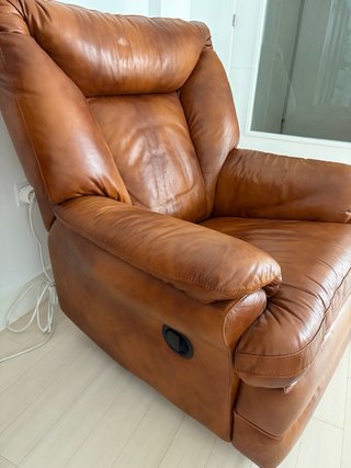 Pareja Sillones de piel marrón reclinable