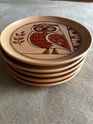 Juego 5 Platos Decorativos Cerámica Griega
