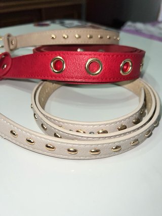 3 cinture donna beige e rosso