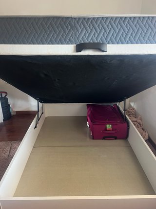 Cama Canapé con Colchón, Respaldo y Mesa de noche