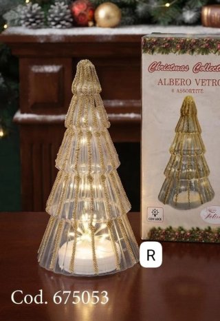 Albero Vetro con LED - Decorazione Natalizia