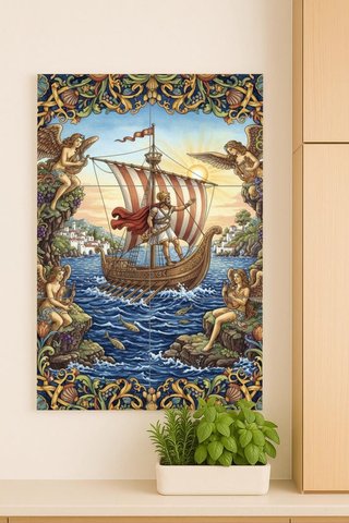 Mural azulejos Odiseo y las sirenas 30x45