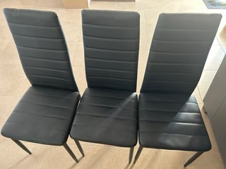 Juego de 3 sillas de comedor negras