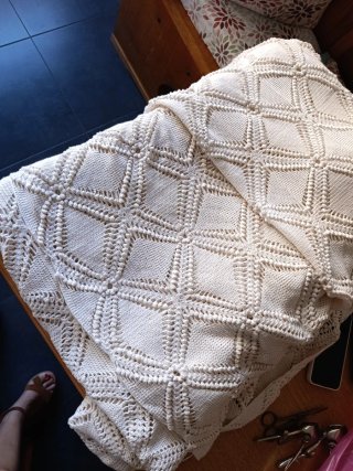Colcha ganchillo 150x200 cm beige