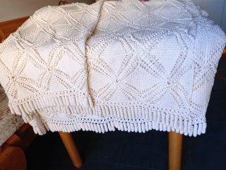 Colcha ganchillo 150x200 cm beige