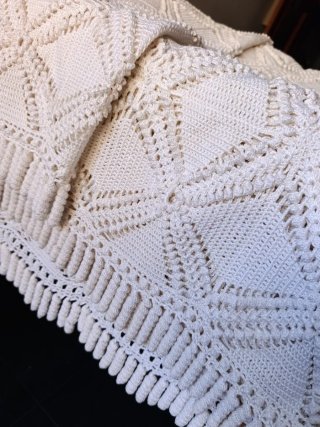 Colcha ganchillo 150x200 cm beige