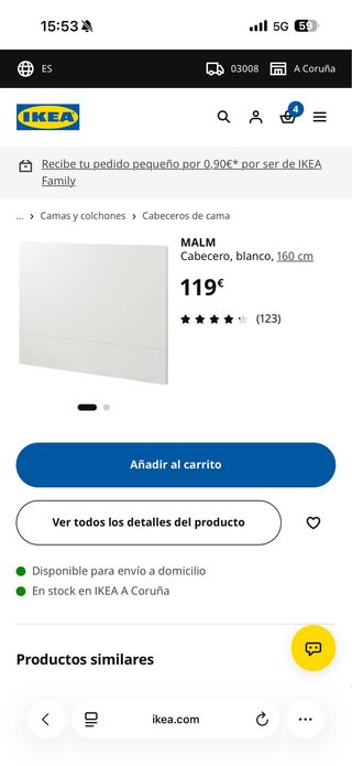 Cama matrimonio y cabecero Ikea