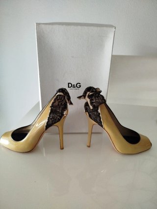 Zapatos D&G Mostaza y Negro con Encaje
