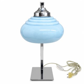 Candeeiro de mesa azul e prateado